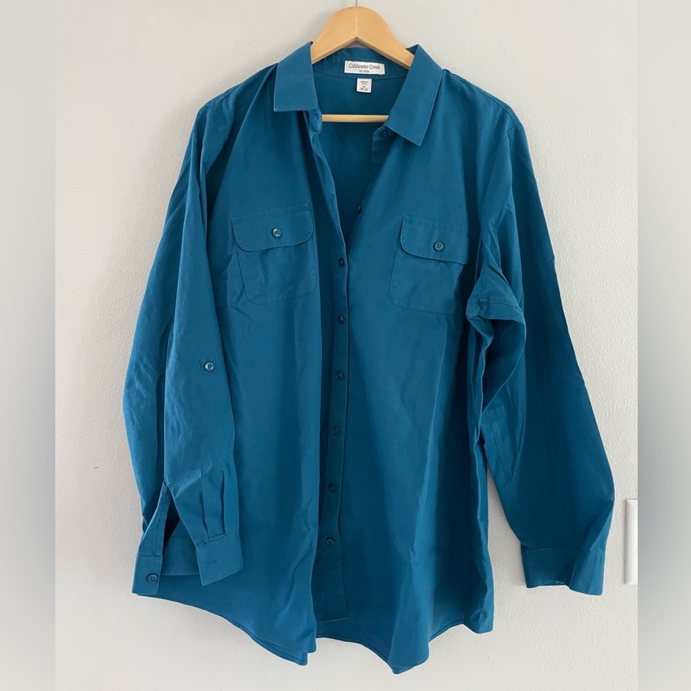 Coldwater Creek Blue Long Sleeve Button Down Shirt